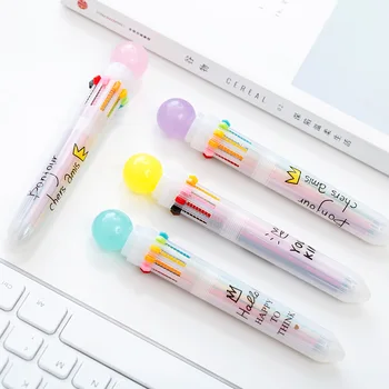 

3 pcs Multi 10 color ballpoint pen Crystal ball 0.5mm marker pens Stationery Office school supplies Material escolar DB976