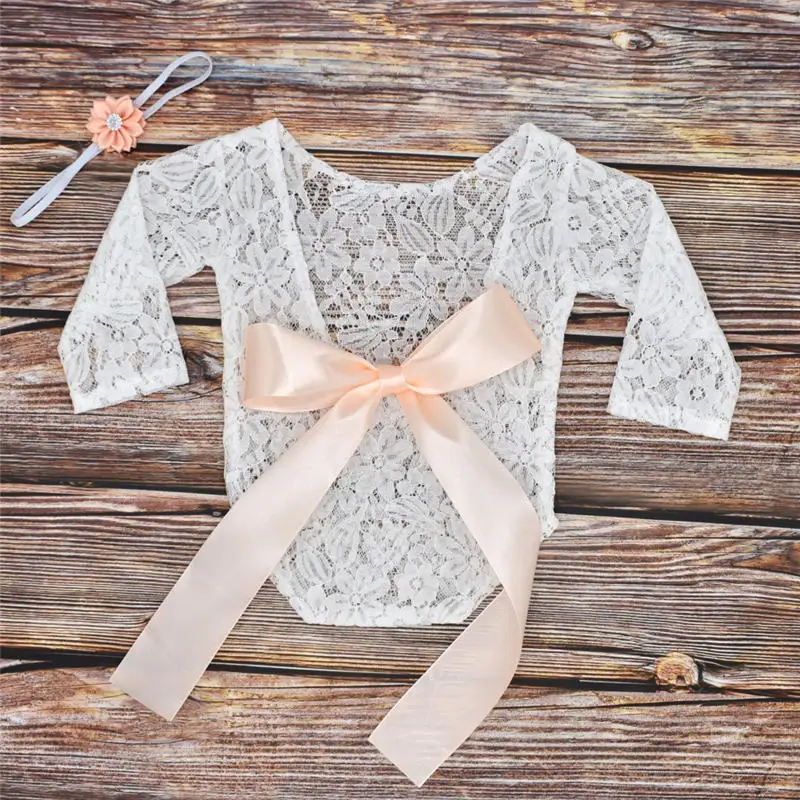 light pink Balleenshiny/Детская повязка на голову для новорожденных; реквизит для фотосессии; одежда с кружевным бантом для малышей; аксессуары для маленьких девочек; модные новые мягкие детские комбинезоны - Цвет: light pink