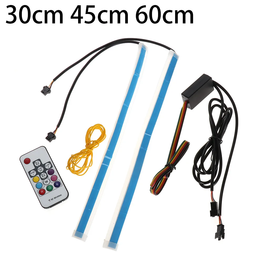 1set New Slim RGB Flowing Sequential Flexible LED DRL For Headlight Strip Daytime Running Light with Remote Control 304560cm (4)