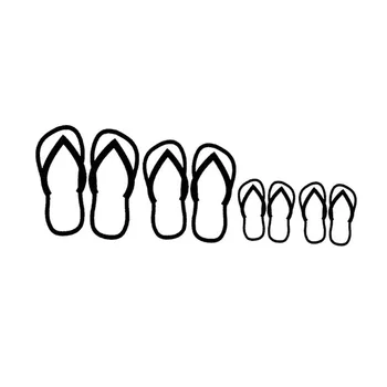 

16*5.9CM Flip Flop Family Beach Car Sticker Decal Waterproof Motorcycle Stickers Car Styling Black/Silver C2-0326
