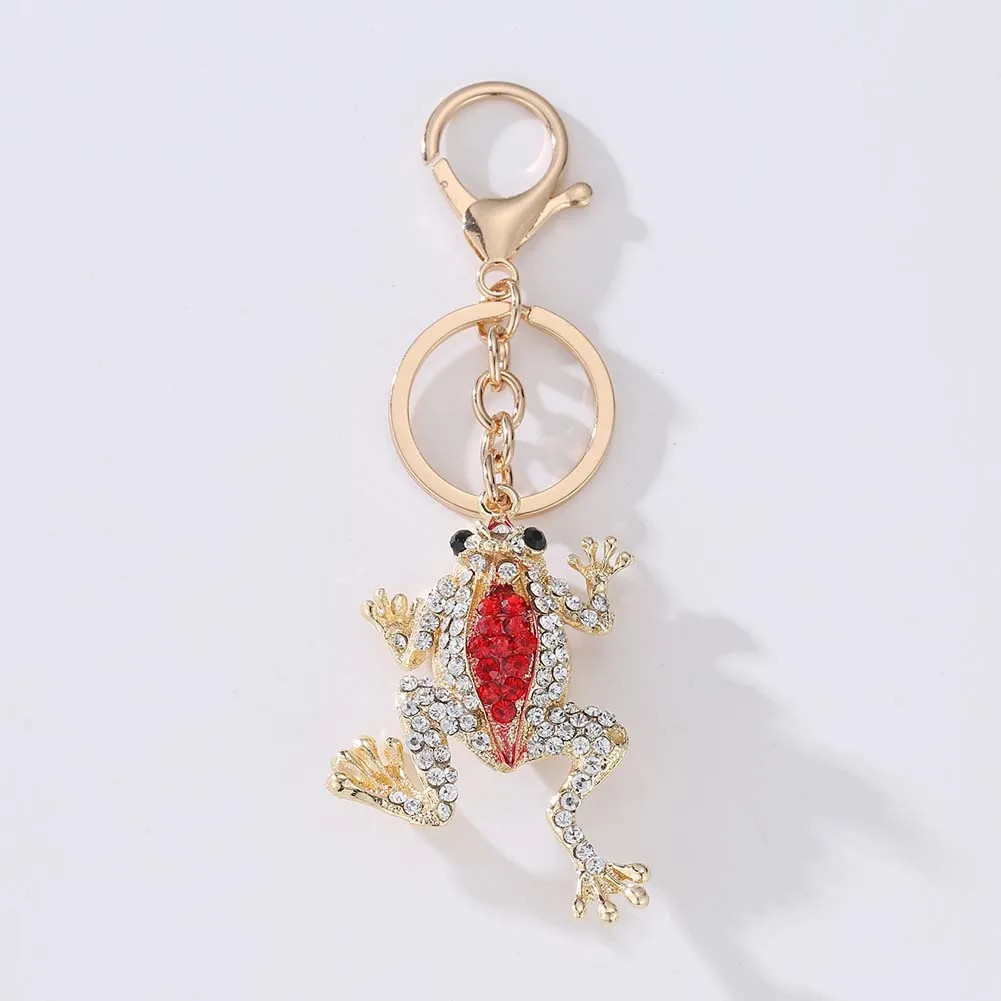 Pretty Crystal Frog Keychain Pendant HandBag Keyring Key Chain Car Key Holder for Women Gifts