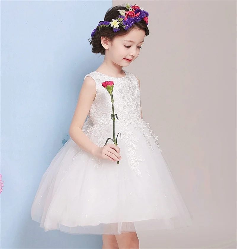Белое платье на крестины для малышей летние вечерние кружевные платья с цветочным рисунком для детей 1, 2, 5, 6, 8 лет, одежда для первого причастия
