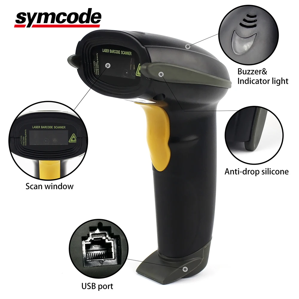 Автоматический 1D сканер штрих-кодов, Symcode USB лазерный проводной Handsfree Auto-sense считыватель штрих-кодов с подставкой