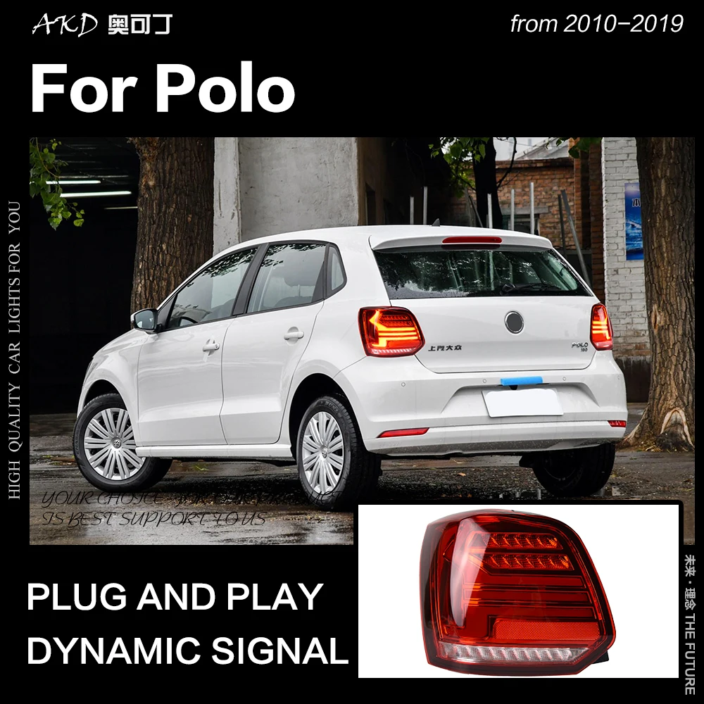 AKD автомобильный Стайлинг для VW Polo задний светильник 2010- Polo светодиодный задний фонарь светодиодный DRL динамический сигнал тормоза заднего хода авто аксессуары