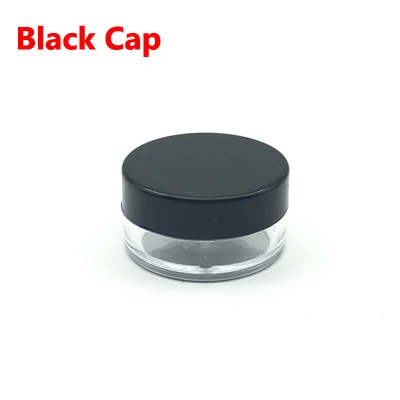 200 шт косметический образец пустой контейнер без БФА 2 г/3 г/5 г круглый горшок маленькая бутылка для тени для век для макияжа ногтей порошок - Цвет: Black Cap
