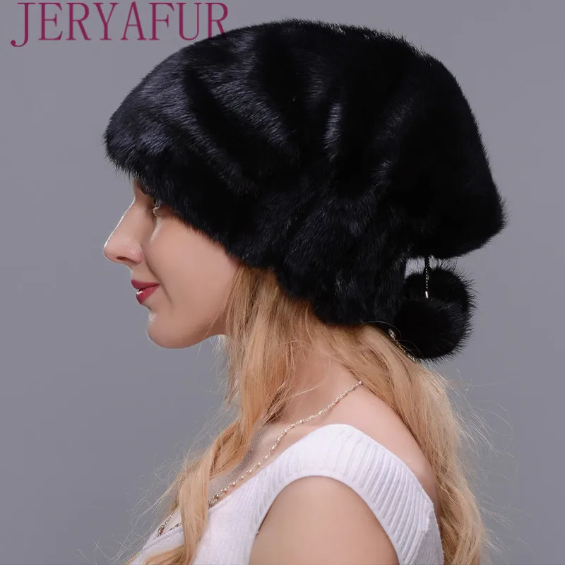 Женская зимняя Рождественская шапка из цельного меха норки праздничный подарок