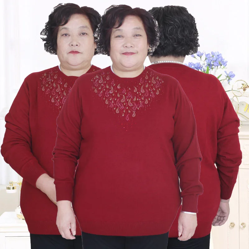Plus size 4XL 8XL 2018 new middle-aged fashion large pure wool sweater PJ8502 |