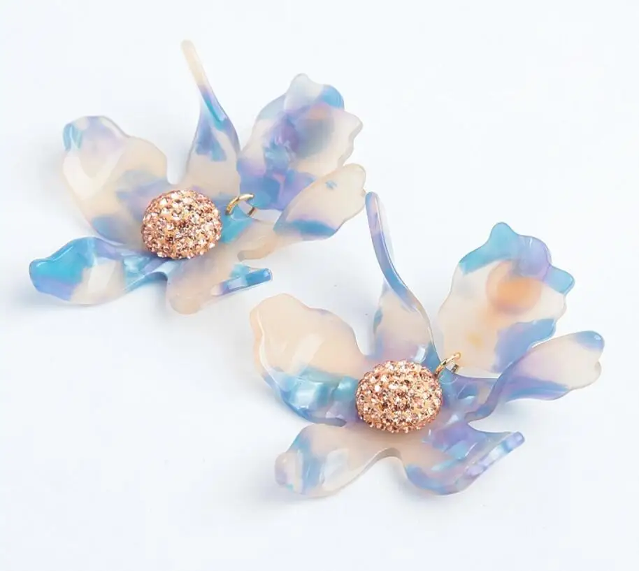 CSxjd luxury Resin lily flower Clip Earrings Women earrings jewellery
