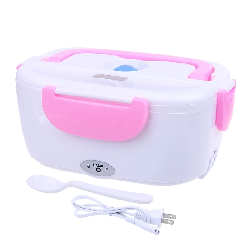Portable Electric Heated Food Warmer Box Container Lunch Meal Lunchbox 110V US - Цвет: Pink