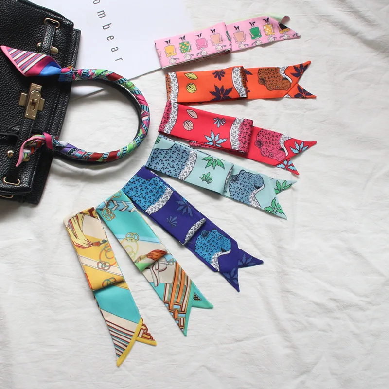 

small silk scarf women neck scarves neckerchief Mixed Deisgn hair scarfs bag handle wraps wristband