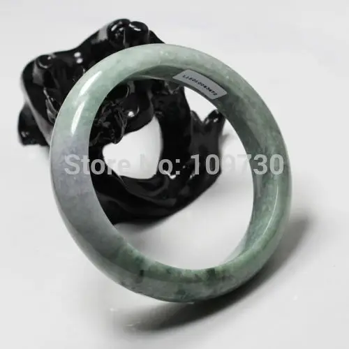 

Free Shipping 001563 60mm Certified Grade "A" Natural Green Jadeite Gems Bracelet Bangle ()