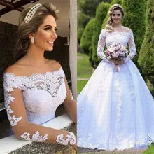 Vestido De Noiva, свадебное платье принцессы,, сад, с открытыми плечами, с длинным рукавом, расшитое бисером, арабское платье, свадебное платье