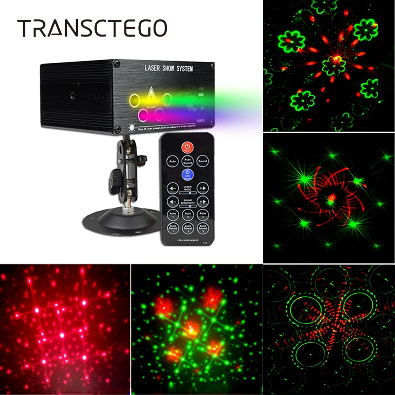 

Disco Lights Laser Projector Light Music LED DJ Portable Stage Lamp Family Party RGB Color Auto Sounds Active Lamps 120 Patterns