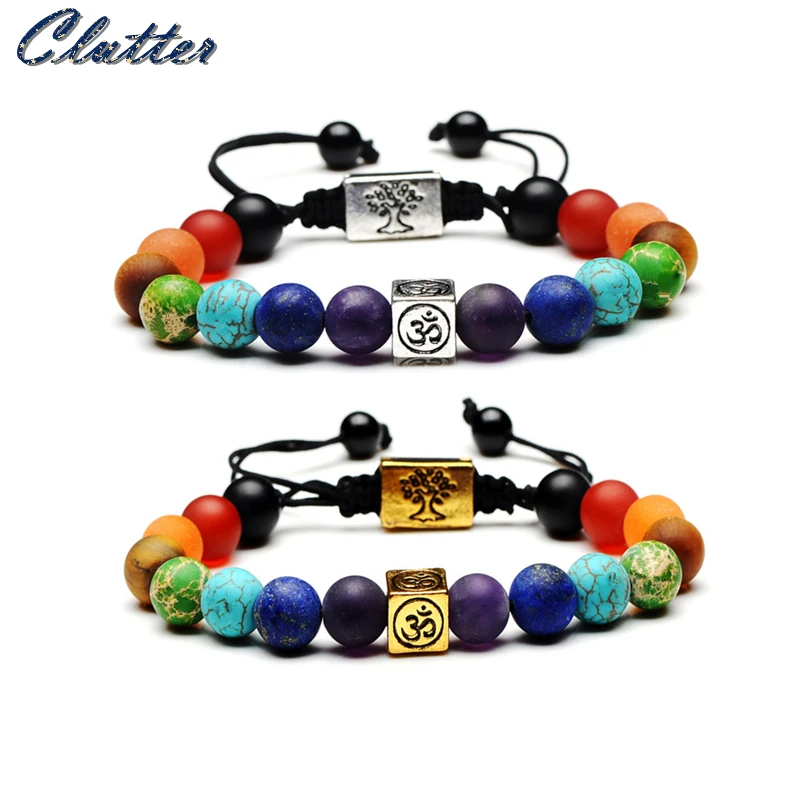 

7 Chakra Tree Of Life Charm Bracelets Multicolor Beads Stones Weave Rope Bracelet Women Men Yoga Bracelets Dropshopping