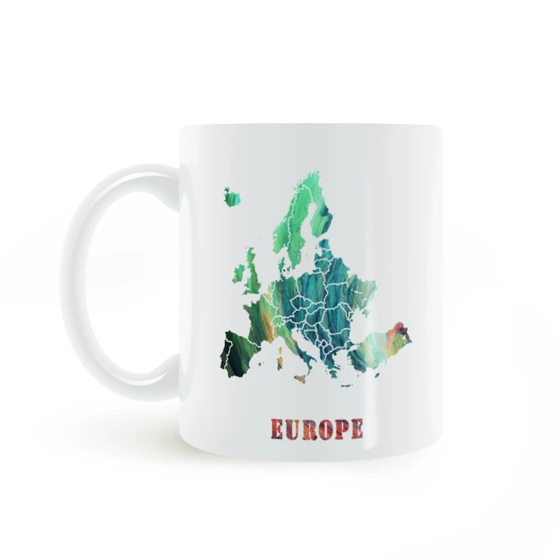 Europe Map Mug Coffee Milk Ceramic Creative DIY Gifts Home Decor Mugs