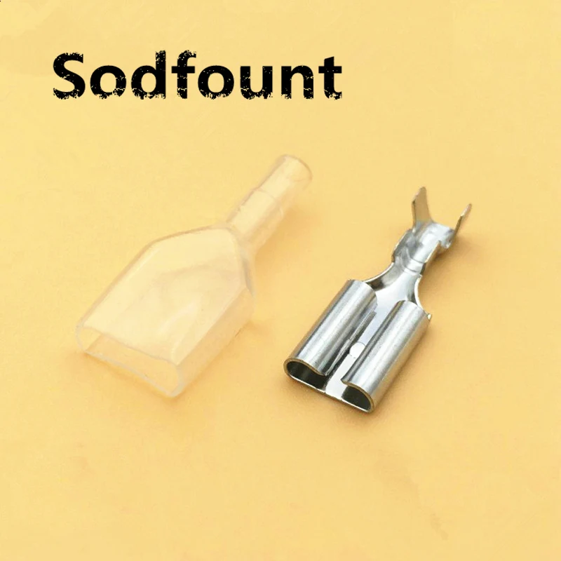 

100pcs/lot 7.8mm spring terminal + insulation sheath 100 sets Straight copper connector Switch cold terminal For 1-2 square
