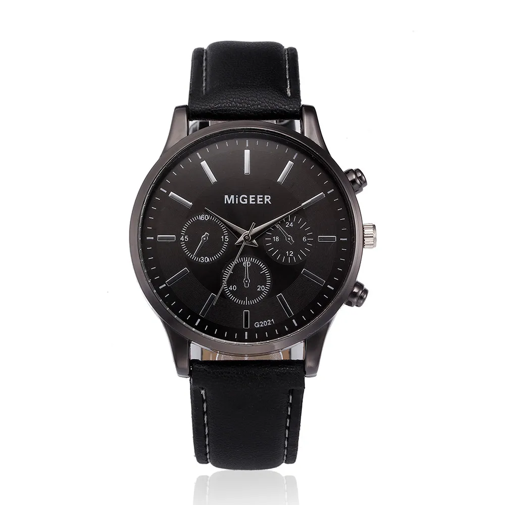 Мужские часы Ретро дизайн кожаный ремешок аналоговые сплав кварцевые наручные часы MiGEER Мужские часы горячая relogio masculino 30X