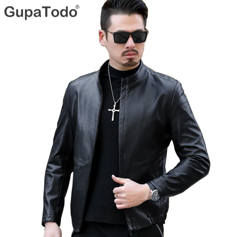 

Spring autumn luxurious Brand Genuine Leather Jacket Men New Style Luxury Lapel Collar Male Leather Suits For Men Sheepskin Jack