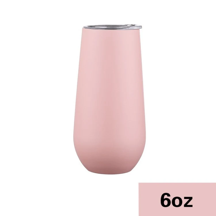 6ozChristmas с крышками Swig винный бокал для шампанского пива термос Stemless флейта из нержавеющей СВИГ стакан вакуумная фляга-термос с изоляцией - Цвет: Розовый