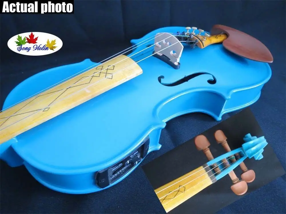 Great Blue Color Handmade 4 Strings 4/4 Electric Violin +Acoustic
