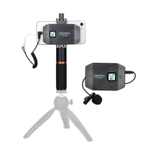 WS50 Smartphone Wireless handheld Mic Microfone de Lapela com obturador alça opcional Para Iphone Sumsang YouTube Vlogging