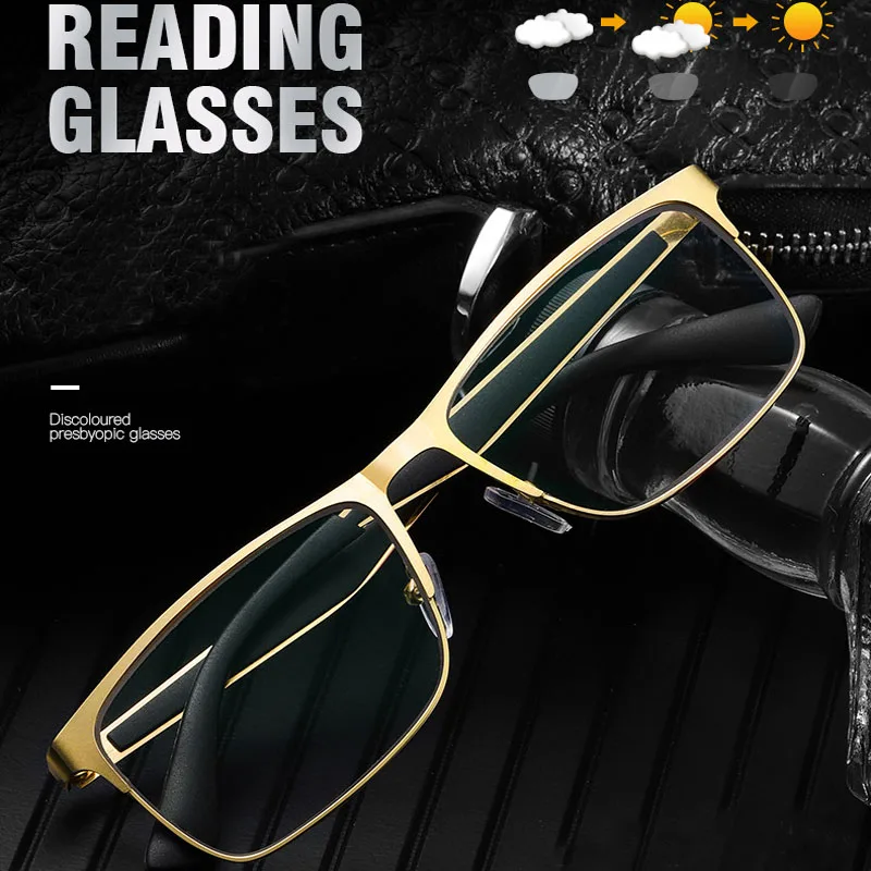 

WEARKAPER Aluminum Frame Extreme Speed Photochromic Lense Reading Glasses Men Women Hyperopia diopters Presbyopia Glass 1.0-4.0