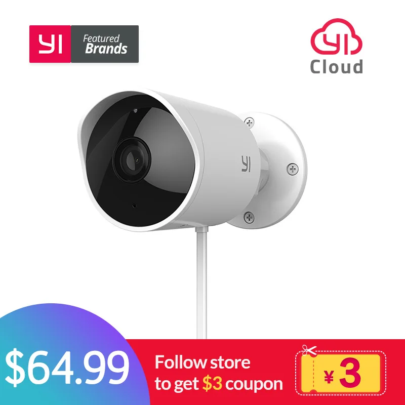 YI Outdoor Security Camera Cloud Cam Wireless IP 1080p Resolution Waterproof Night Vision Security Surveillance System