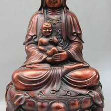 Xd 001974 1" Китай Медь Бронза Храм Лотоса Мальчик SongZi Гуаньинь кван юн buhhda Статуя