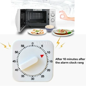 

500Pcs/Lot 60 Minutes Kitchen Timer White Square Mechanical Timer Setting Time Alarm Clock Cooking Reminder Counting Count Down
