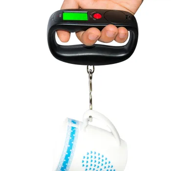 

1pc Digital Thermometer LCD Digital Pocket Scale Electronic Hand Held Hook Belt Hanging Scale Backlight Balance Weighing