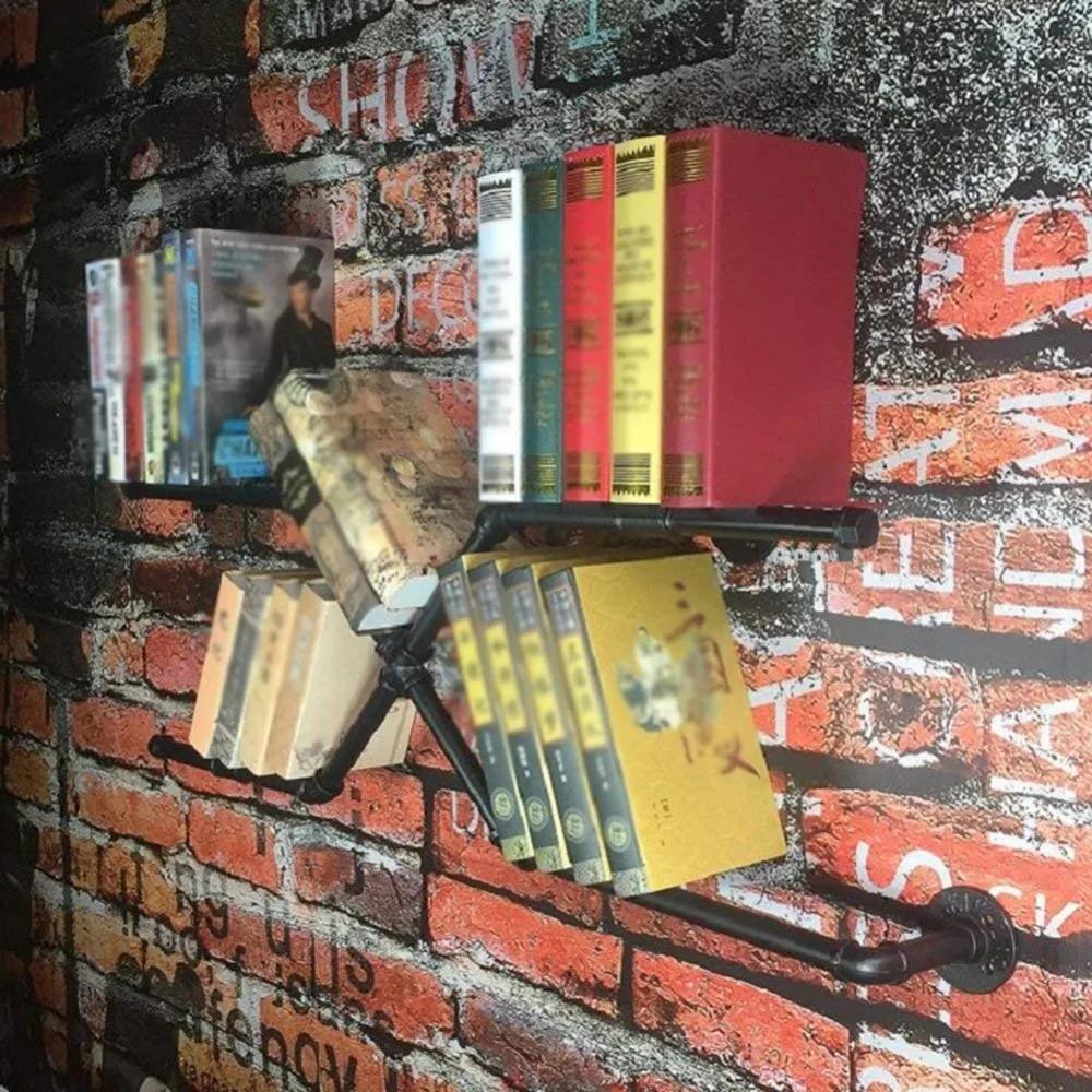 جدار رفوف الجرف العائمة رف الحديد الأنابيب الحائط خزانة الذخيرة رف وحدة غرفة مقسم الجرف السلع الجرف ، 2 الألوان