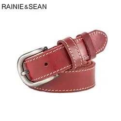 RAINIE SEAN итальянские кожаные ремни для женщин из натуральной воловьей кожи ремень с пряжкой Красный Роскошный дизайнерский бренд женские