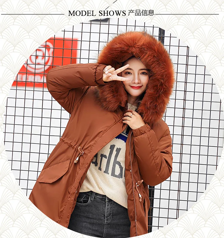 Elastyczny kołnierz futro z kapturem Zima w dół płaszcz kurtki długie ciepłe kobiety Casaco feminino Abrigos mujer Invierno 2018 Parkas Outwear 906 -