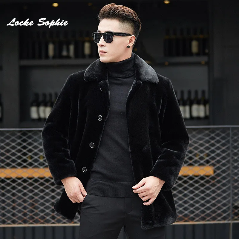 1pcs Men's plus size jacket coats 2018 Winter Sheep's cashmere single-breasted jackets men Skinny Keep warm wool | Мужская