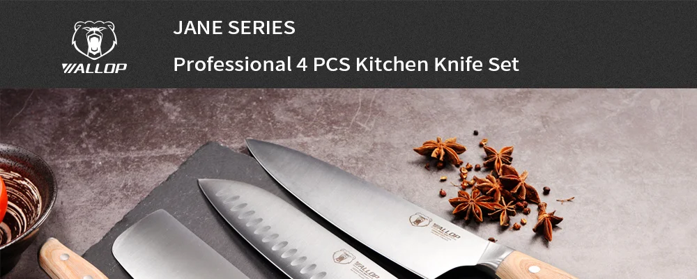 WALLOP Professional пособия по кулинарии кухонные ножи комплект 4 шт. шеф повар Santoku Мясо Кливер для очистки овощей нож нержавеющая сталь