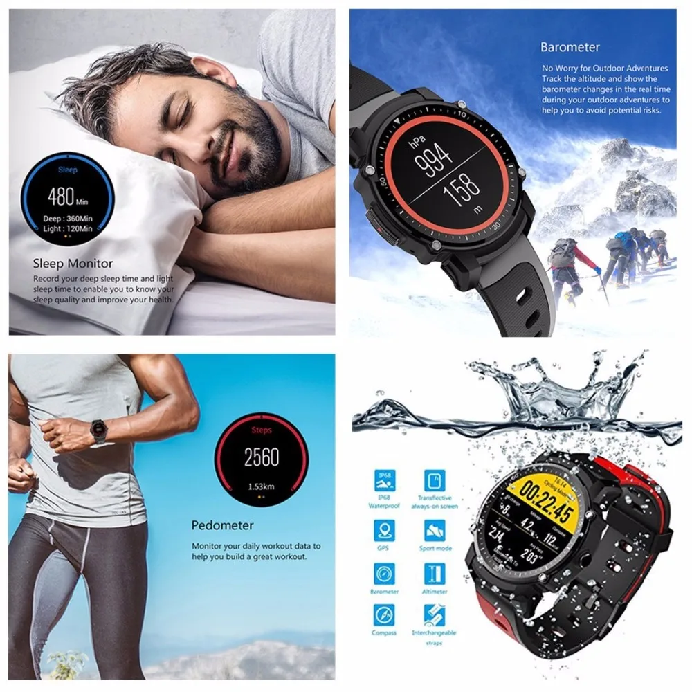 LANGTEK FS08 Bluetooth Smart часы Водонепроницаемый IP68 Плавание gps спортивные наручные Фитнес
