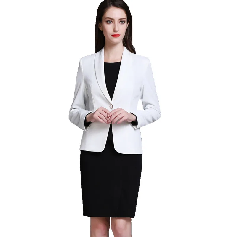 white blazer with black dress