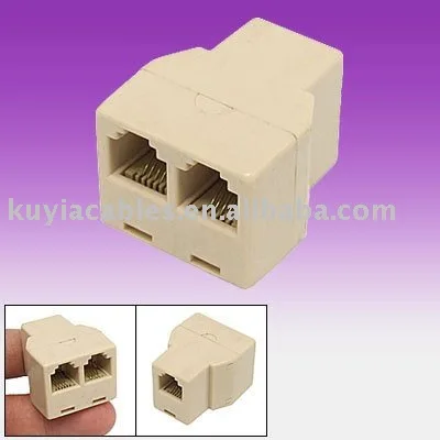 

Free Shipping+50pcs/lot+RJ11 Phone Cable 1-to-2 Female-Female Splitter Coupler/rj11 plug splitter