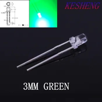 

500PCS NEW 3mm Round Super Bright Green LED light Diode Kit for Arduino UNO