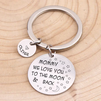 

1 pcs Personalized Customized Name Key Chain Gift To Mommy Birthday Mother's Day Engraved We LOVE You Charm Pendant Keyring
