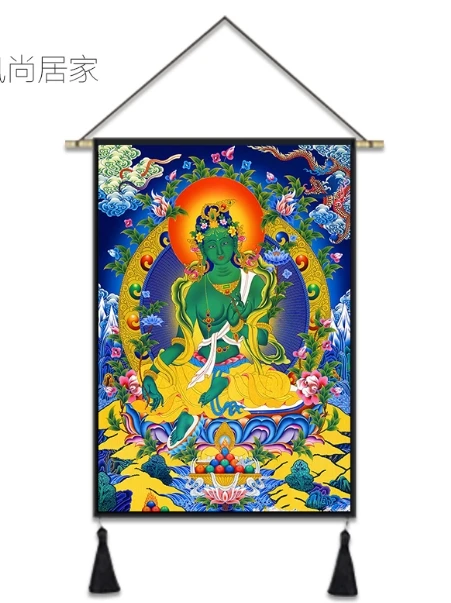 70*50 см 8 стиль зеленый Тара Будда танка ткань картины гостиная спальня Этническая