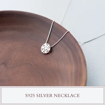 

simple Real. 925 sterling silver jewelry winter hollow out snowflake necklaces pendant 9.5mm sterling-silver-jewelry GTLX1037