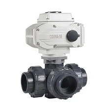 DN50 2 дюйма ПВХ моторизованный шаровой 3 пути шаровой клапан вкл/выкл Тип Пластик Электрический шаровой кран для воды с Порты и разъёмы L Порты и разъёмы