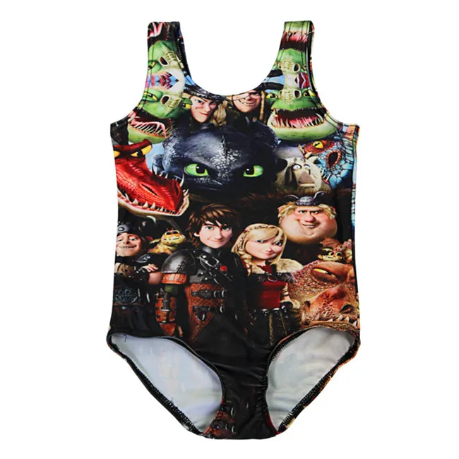 

NEW 005 Children Girl Summer Cartoon How to Train Your Dragon Night Fury 3D Prints One-piece Swimsuit Swimwear Kids Bathing Suit