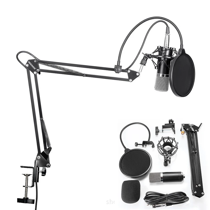 

Audio Studio Suspension Boom Scissor Arm Sound Card Sound Recording Condenser Microphone Kit