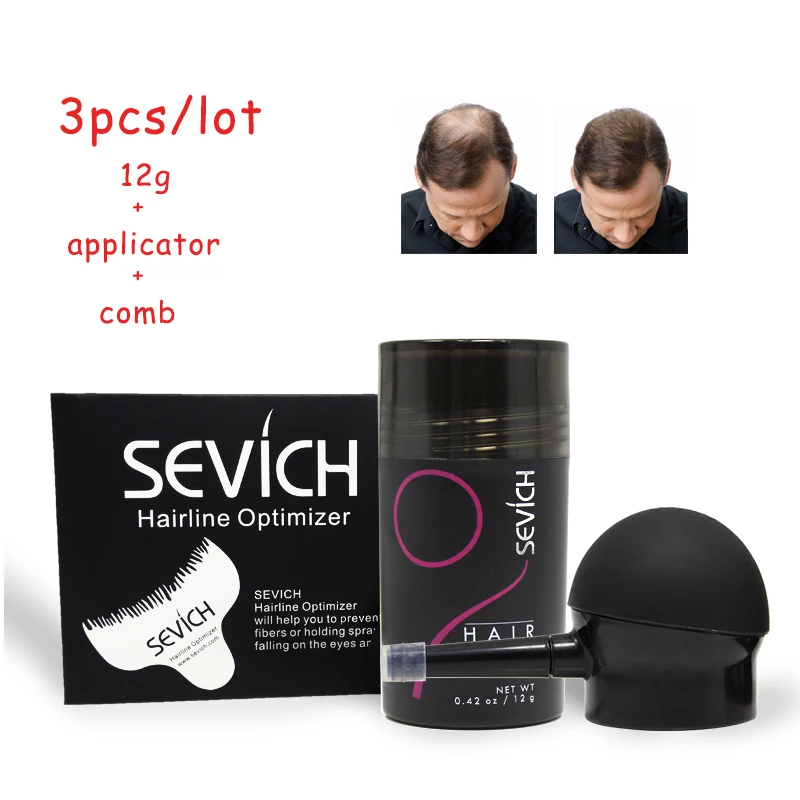 sevich 3pcs/lot hair building fibers powder gel 12g+spray applicator