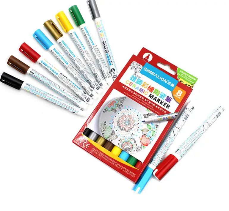 8 Colors Artist Ceramic Markers Pen Non Toxic Design Mark Pen For DIY Drawingin Art Markers