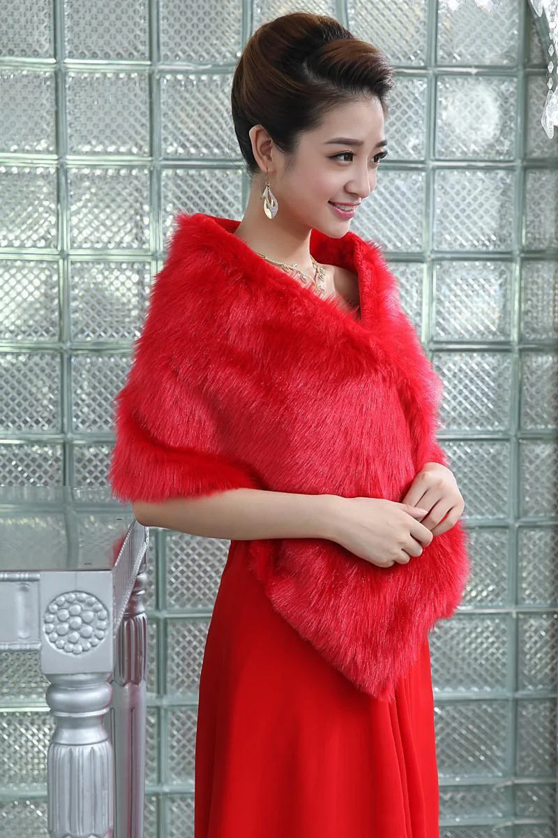 Najtaniej 2019 bolerko ślubne kurtka zimowa etola ślubna ciepłe faux etole ślubne akcesoria ślubne peleryna ASPS 1027