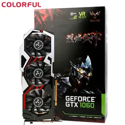 Красочные IGame1060 U-3GD5 Desktop Графика карта GeForce GTX 1060 GPU 8008 мГц чип 192bit GDDR5 PCI-E 3,0 DVI + HDMI + 3 * DP 3 поклонников