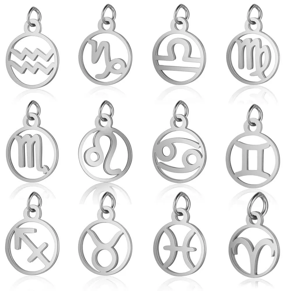 12PCS White Enamel Alloy Zodiac Charms Pendant DIY Handmade